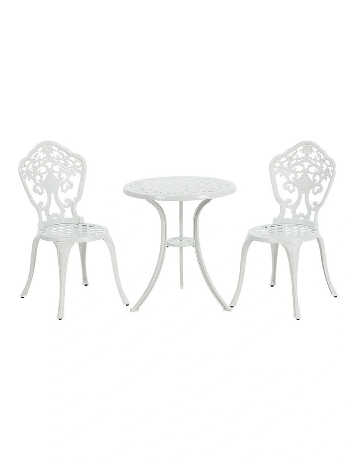 Livsip 3 Piece Outdoor Patio Set Bistro Setting Garden Furniture White image 1