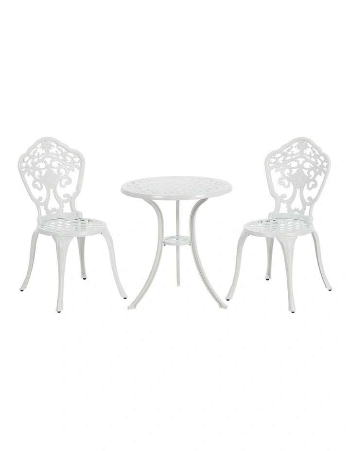 Livsip 3 Piece Outdoor Patio Set Bistro Setting Garden Furniture White image 2