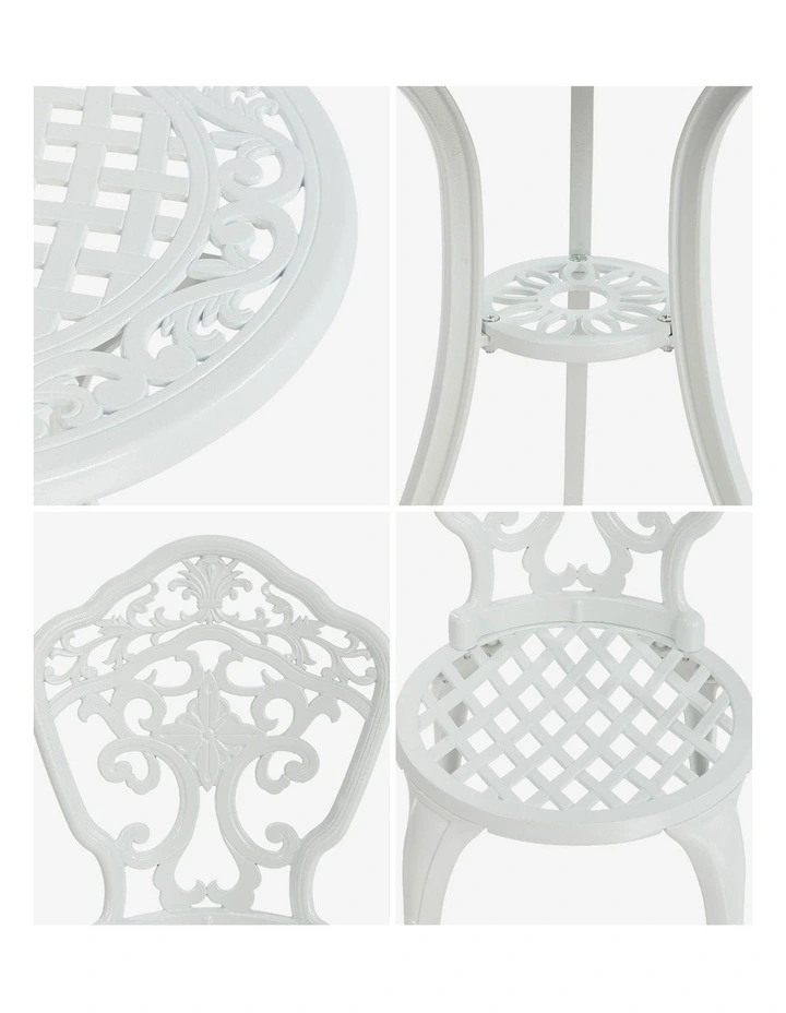 Livsip 3 Piece Outdoor Patio Set Bistro Setting Garden Furniture White image 6