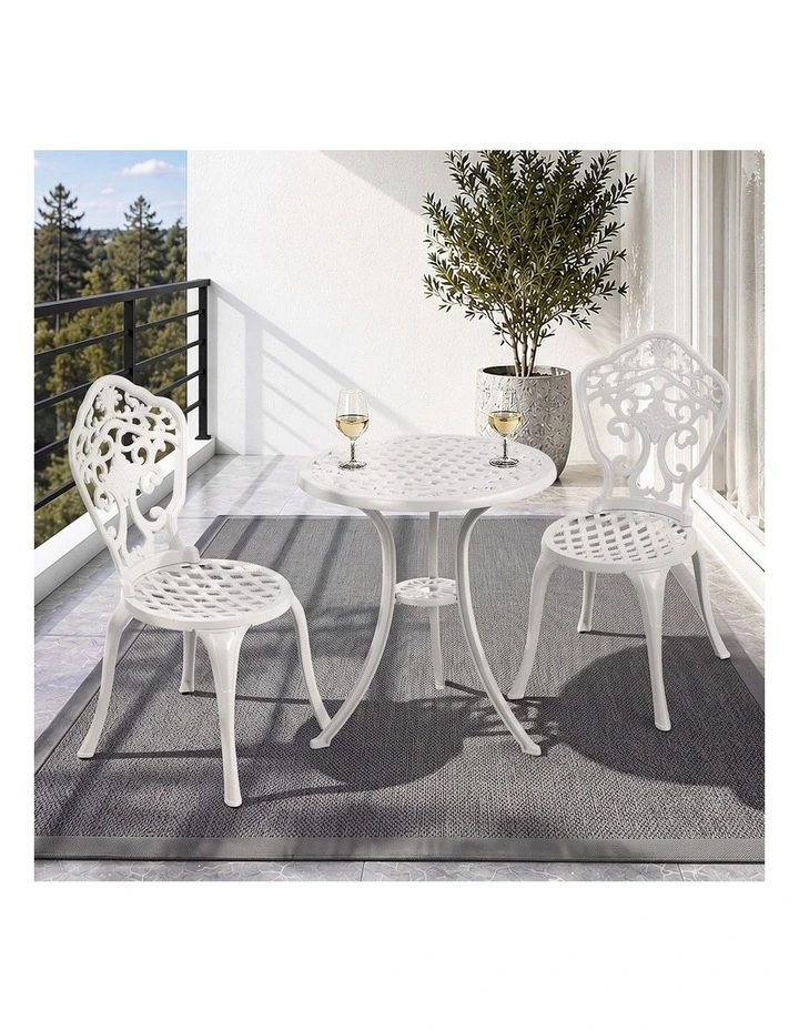 Livsip 3 Piece Outdoor Patio Set Bistro Setting Garden Furniture White image 7