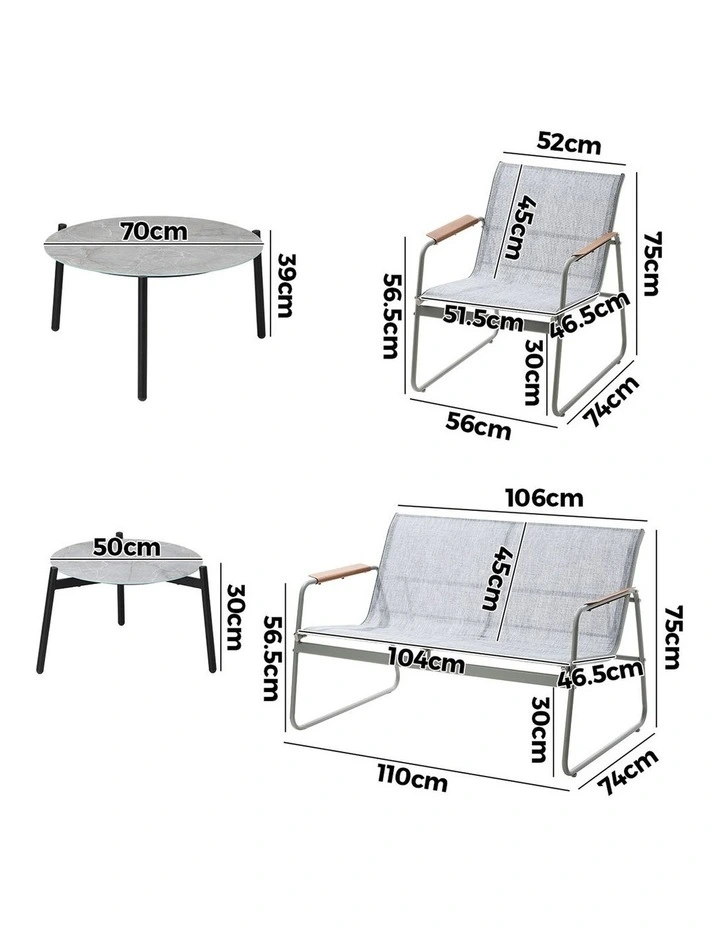 Livsip 4 Seater Outdoor Lounge Setting Furniture Patio Grey Table Set Chairs image 3