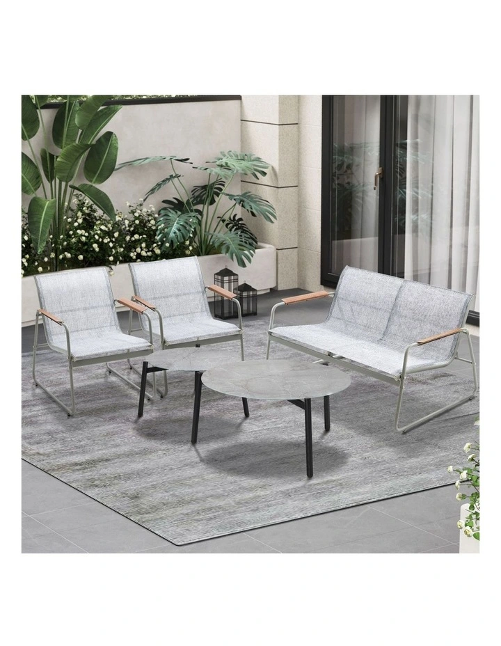 Livsip 4 Seater Outdoor Lounge Setting Furniture Patio Grey Table Set Chairs image 4