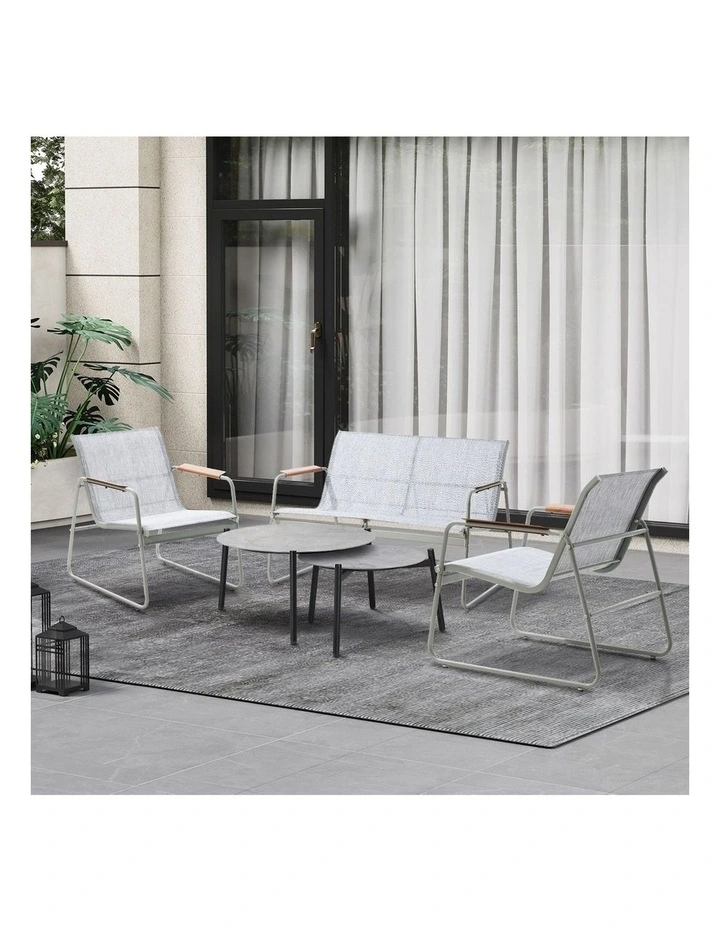Livsip 4 Seater Outdoor Lounge Setting Furniture Patio Grey Table Set Chairs image 5
