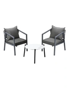 Livsip 3PCS Outdoor Patio Setting Furniture Lounge Set White 50cm Coffee Table