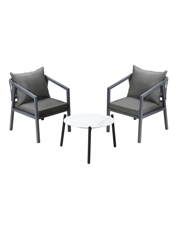 Livsip 3PCS Outdoor Patio Setting Furniture Lounge Set White 50cm Coffee Table image 1