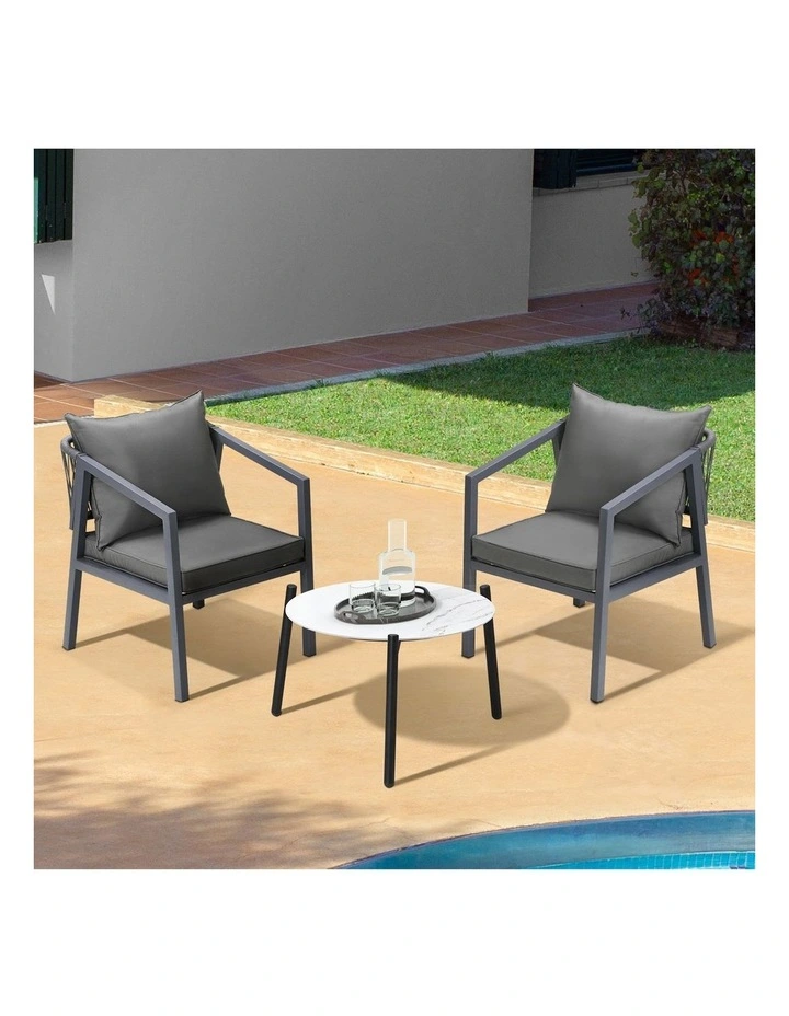 Livsip 3PCS Outdoor Patio Setting Furniture Lounge Set White 50cm Coffee Table image 4