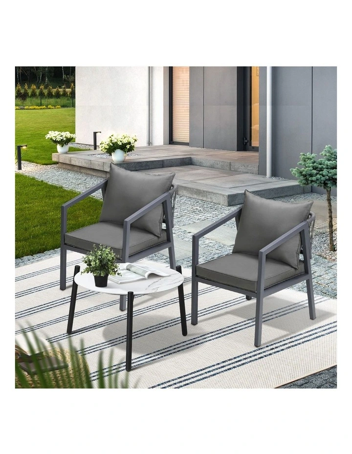 Livsip 3PCS Outdoor Patio Setting Furniture Lounge Set White 50cm Coffee Table image 5