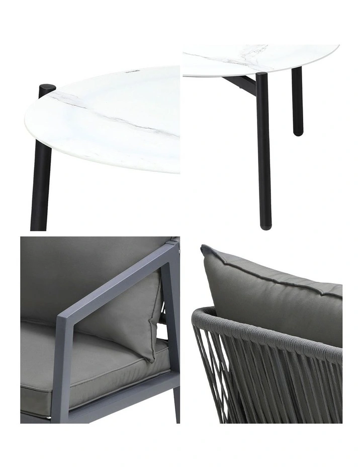 Livsip 3PCS Outdoor Patio Setting Furniture Lounge Set White 50cm Coffee Table image 6