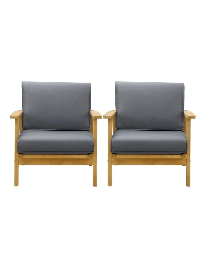 Livsip 2PCS Outdoor Armchair Furniture Lounge Wooden Chair Patio Garden Sofa Set image 2