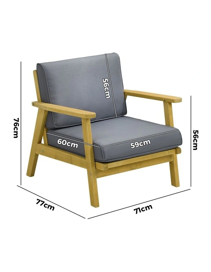 Livsip 2PCS Outdoor Armchair Furniture Lounge Wooden Chair Patio Garden Sofa Set image 3