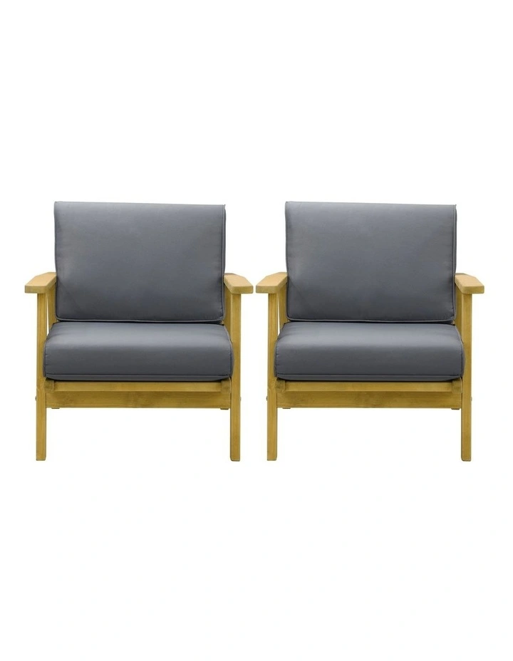 Livsip 2PCS Outdoor Armchair Furniture Lounge Wooden Chair Patio Garden Sofa Set image 5