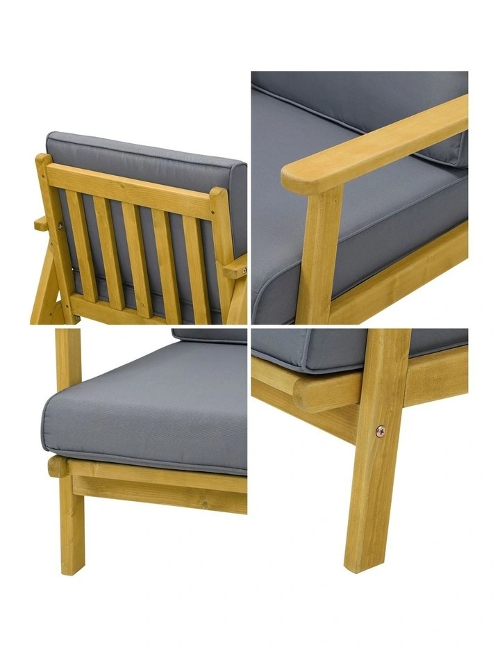 Livsip 2PCS Outdoor Armchair Furniture Lounge Wooden Chair Patio Garden Sofa Set image 7
