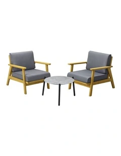 Livsip 3PCS Outdoor Lounge Set Patio Furniture Sets 50cm Grey Coffee Side Table