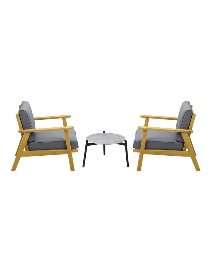 Livsip 3PCS Outdoor Lounge Set Patio Furniture Sets 50cm Grey Coffee Side Table image 2
