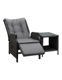 Livsip Outoodr Recliner Chair & Table Sun Lounge Outdoor Furniture Patio Setting