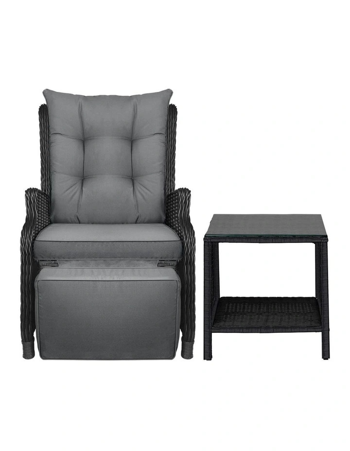 Livsip Outoodr Recliner Chair & Table Sun Lounge Outdoor Furniture Patio Setting image 2