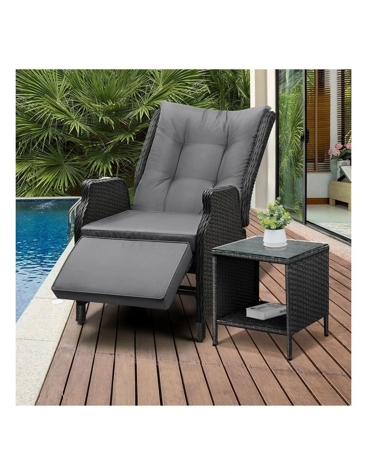 Livsip Outoodr Recliner Chair & Table Sun Lounge Outdoor Furniture Patio Setting image 5