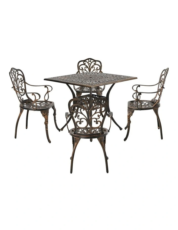Livsip 3 Piece Outdoor Patio Set Bistro Patio Setting Cast Aluminium Butterfly image 2
