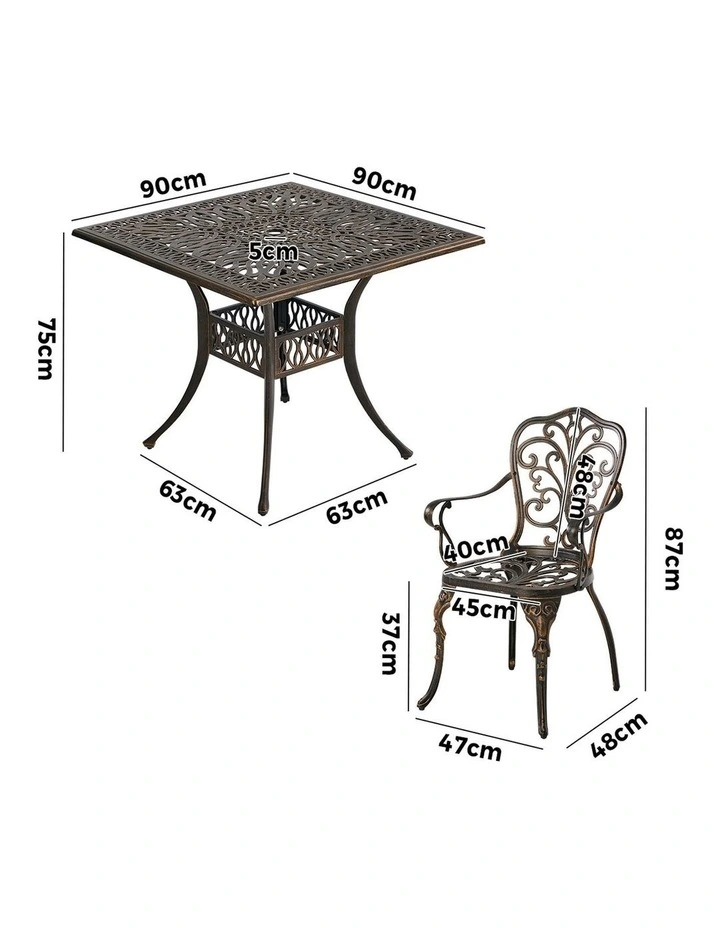 Livsip 3 Piece Outdoor Patio Set Bistro Patio Setting Cast Aluminium Butterfly image 3