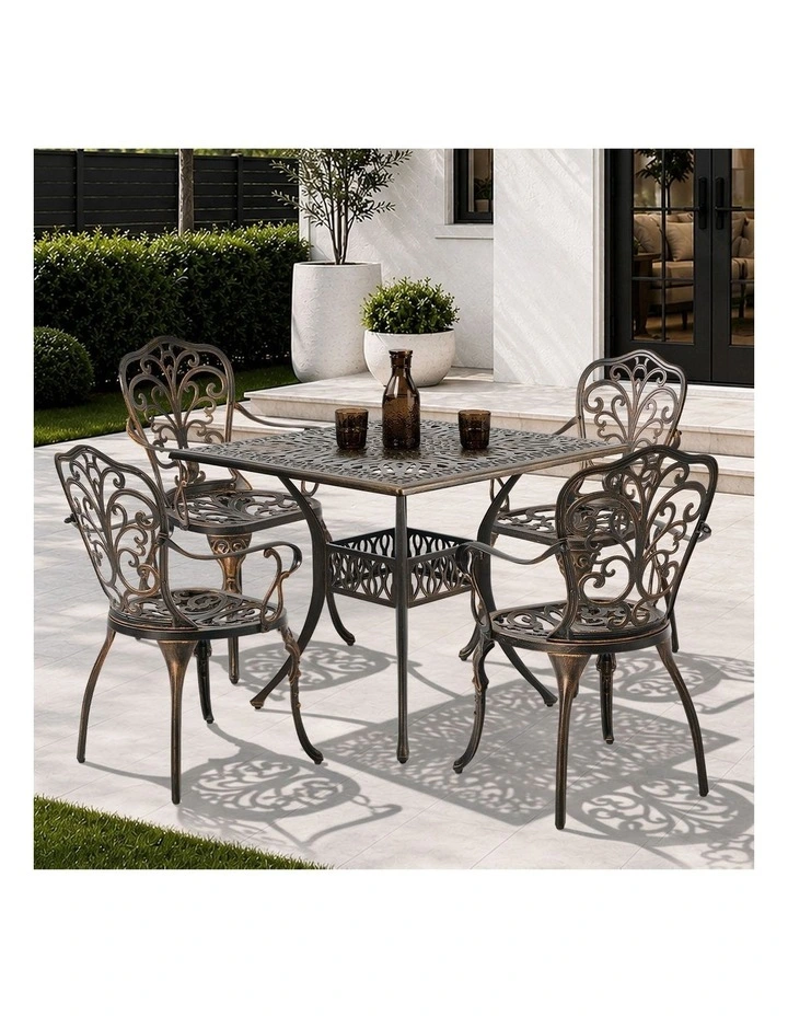 Livsip 3 Piece Outdoor Patio Set Bistro Patio Setting Cast Aluminium Butterfly image 4