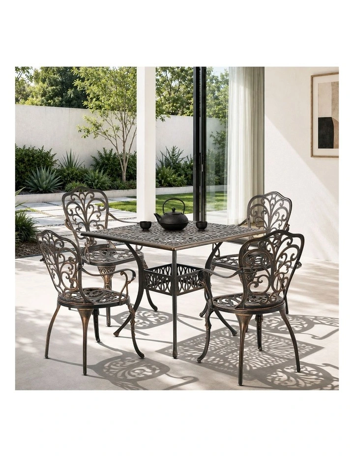 Livsip 3 Piece Outdoor Patio Set Bistro Patio Setting Cast Aluminium Butterfly image 5