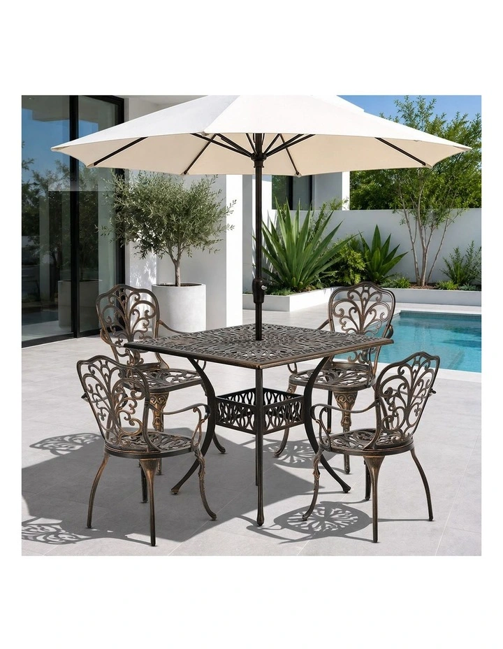 Livsip 3 Piece Outdoor Patio Set Bistro Patio Setting Cast Aluminium Butterfly image 7