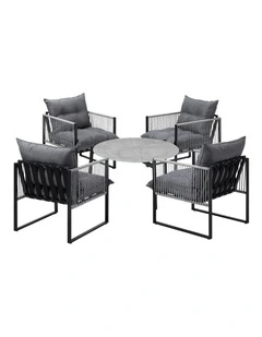 Livsip 5PCS Outdoor Patio Set Table Garden Lounge Chairs Grey 70cm Coffee Table
