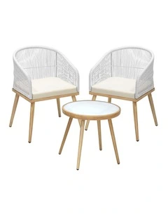 Livsip 3PCS Outdoor Furniture Lounge Setting Dining Table Chair Patio Bistro Set