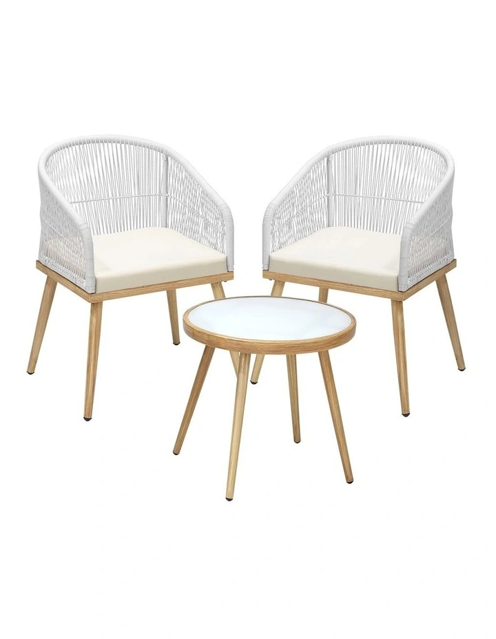Livsip 3PCS Outdoor Furniture Lounge Setting Dining Table Chair Patio Bistro Set image 1