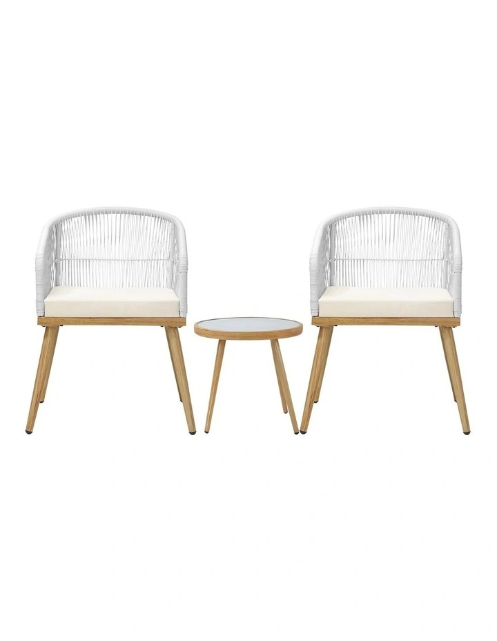 Livsip 3PCS Outdoor Furniture Lounge Setting Dining Table Chair Patio Bistro Set image 2
