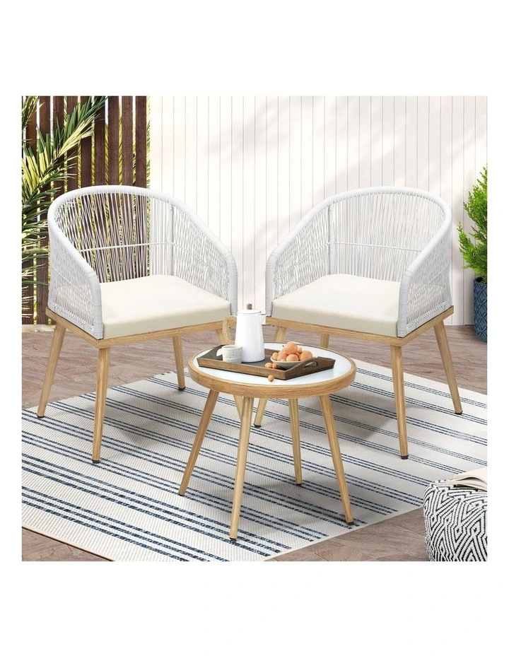 Livsip 3PCS Outdoor Furniture Lounge Setting Dining Table Chair Patio Bistro Set image 4