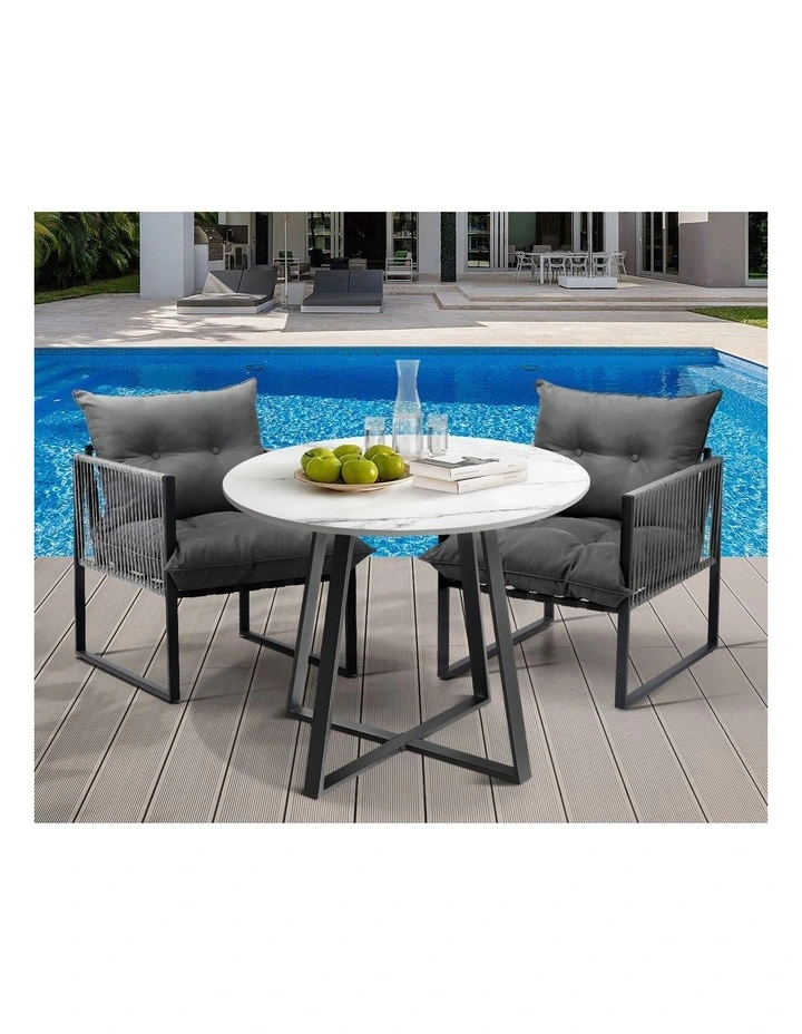Livsip 3PCS Outdoor Dining Setting Patio Furniture Bistro Table Chairs Lounge image 5
