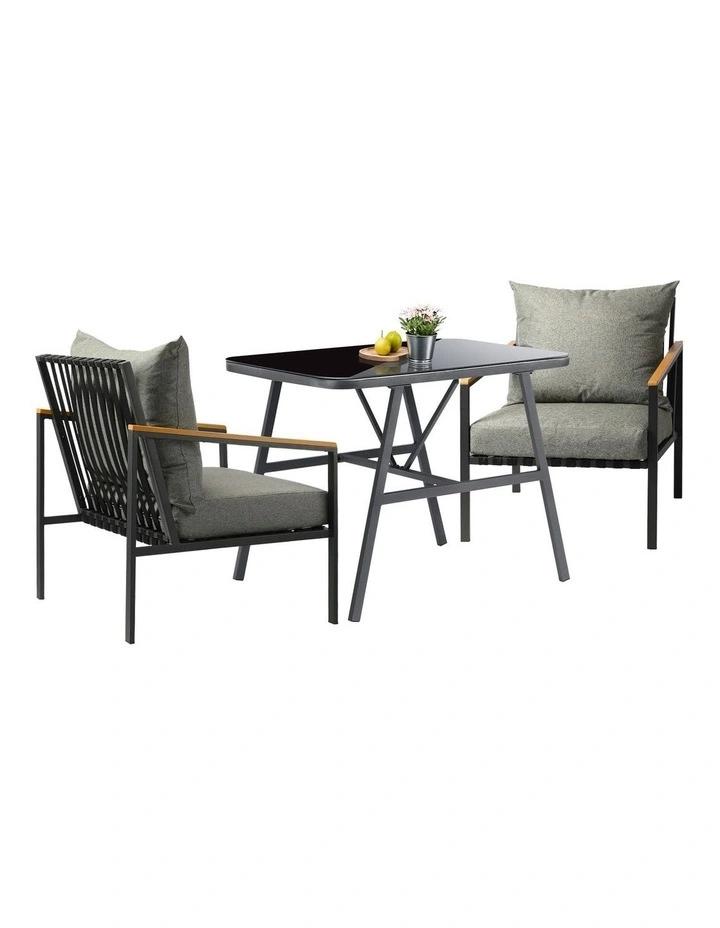 Livsip Outdoor Dining Set Table and Chairs Patio Furniture Garden Setting 3PCS image 1