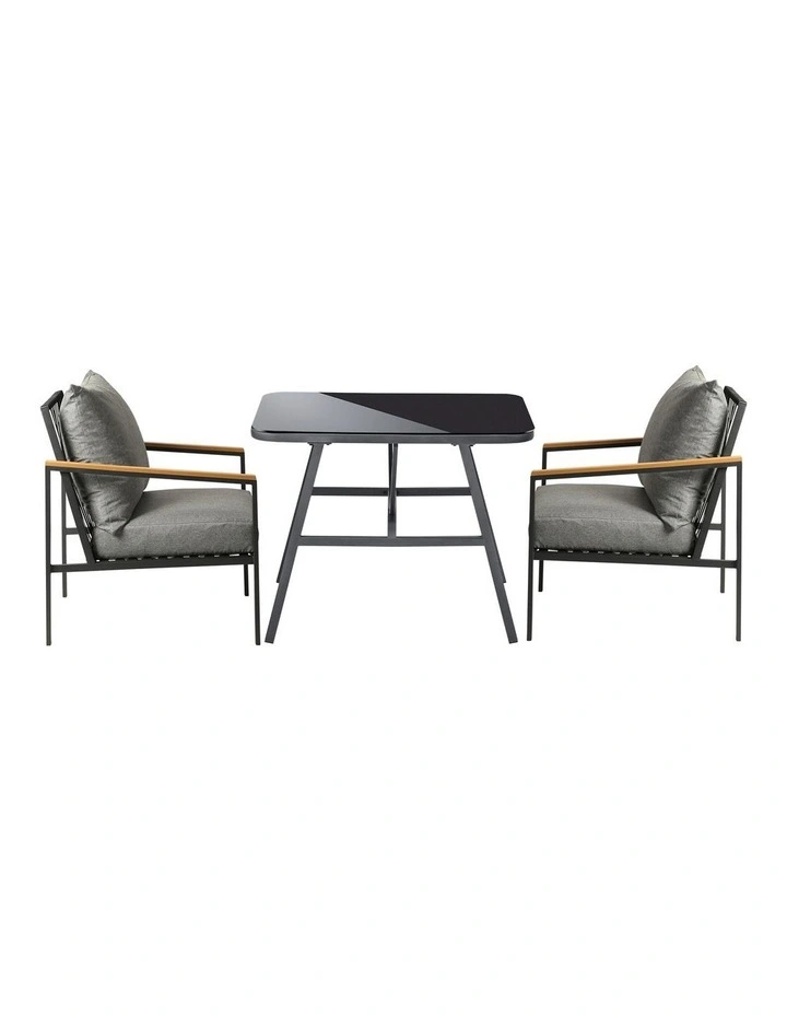 Livsip Outdoor Dining Set Table and Chairs Patio Furniture Garden Setting 3PCS image 2