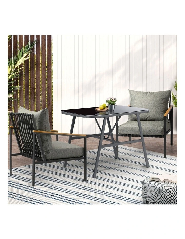 Livsip Outdoor Dining Set Table and Chairs Patio Furniture Garden Setting 3PCS image 4
