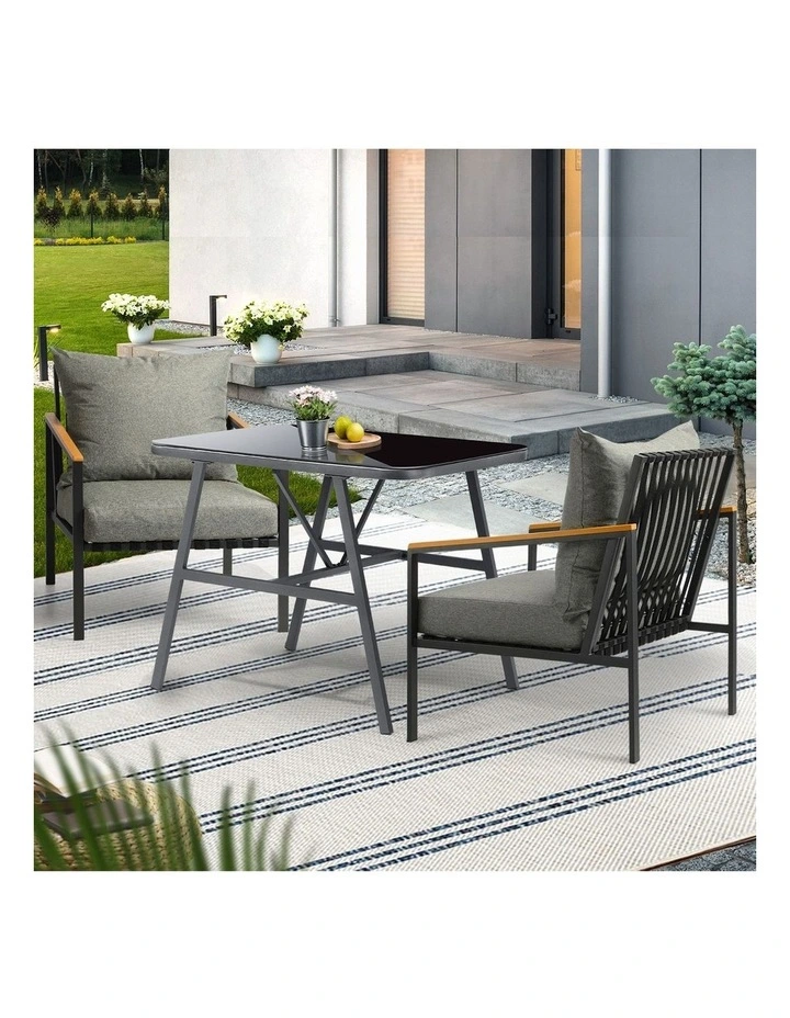 Livsip Outdoor Dining Set Table and Chairs Patio Furniture Garden Setting 3PCS image 5