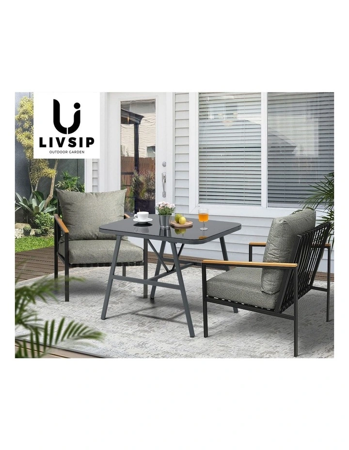 Livsip Outdoor Dining Set Table and Chairs Patio Furniture Garden Setting 3PCS image 7