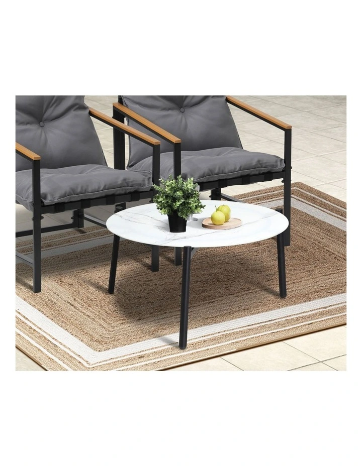 Livsip 5PC Outdoor Patio Furniture Set Bistro Sets 70CM Round White Marble Table image 6