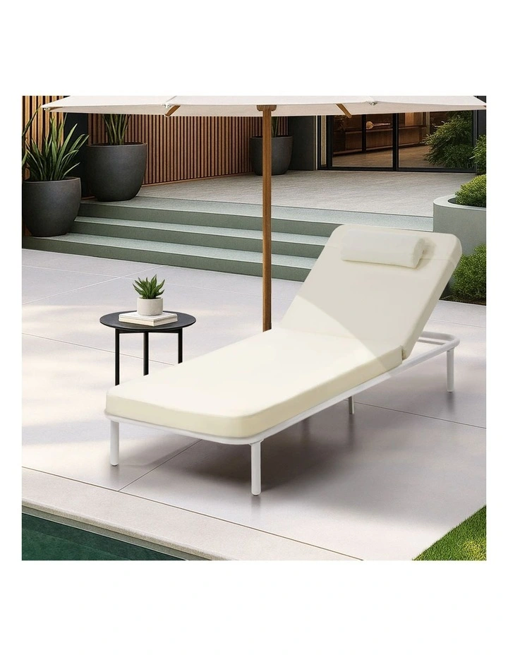 Livsip Sun Lounge Outdoor Lounger Sofa Day Bed Patio Furniture Setting Beige image 4