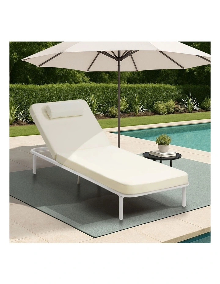 Livsip Sun Lounge Outdoor Lounger Sofa Day Bed Patio Furniture Setting Beige image 5