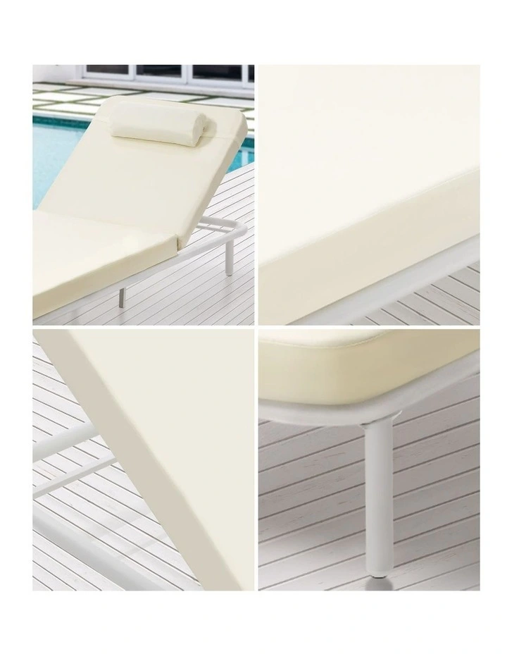Livsip Sun Lounge Outdoor Lounger Sofa Day Bed Patio Furniture Setting Beige image 7