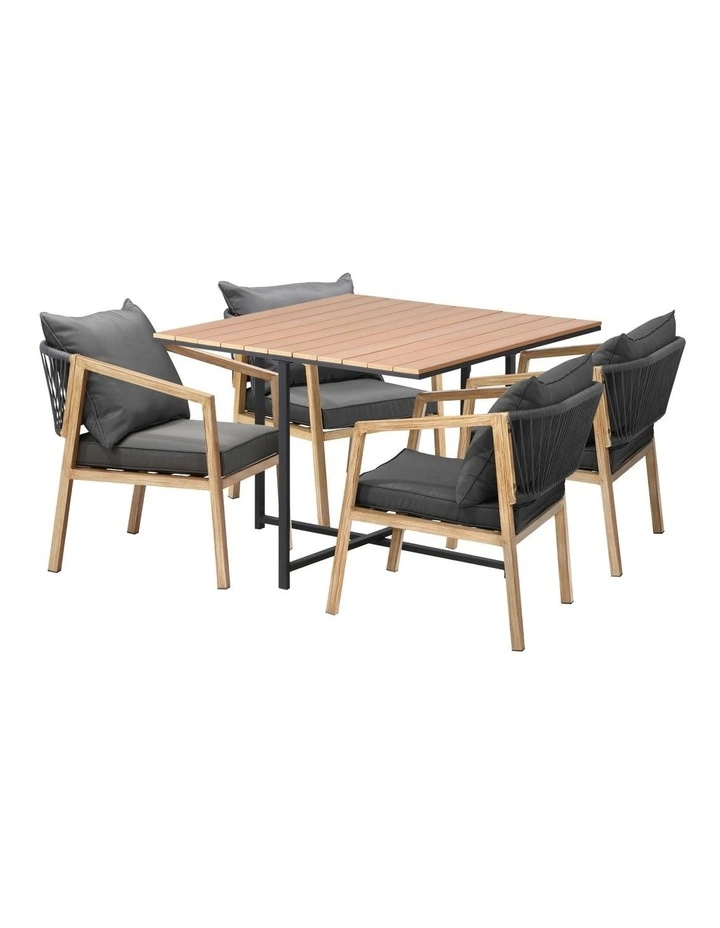 Livsip 5PCS Outdoor Patio Set Furniture Table Armchair Garden Dining Setting image 1