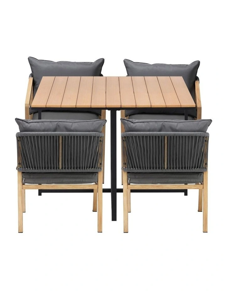 Livsip 5PCS Outdoor Patio Set Furniture Table Armchair Garden Dining Setting image 2