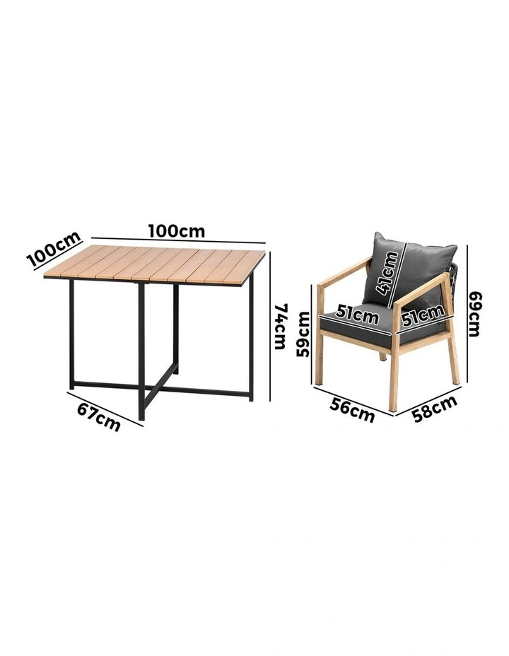 Livsip 5PCS Outdoor Patio Set Furniture Table Armchair Garden Dining Setting image 3