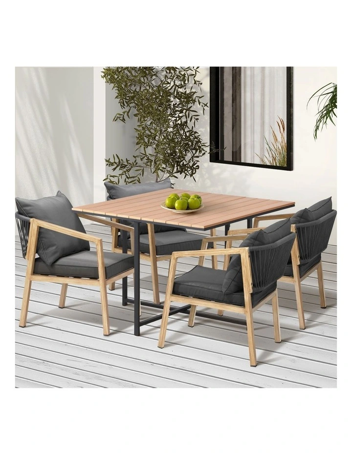 Livsip 5PCS Outdoor Patio Set Furniture Table Armchair Garden Dining Setting image 4