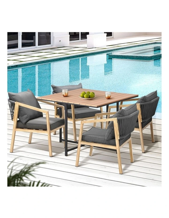 Livsip 5PCS Outdoor Patio Set Furniture Table Armchair Garden Dining Setting image 5