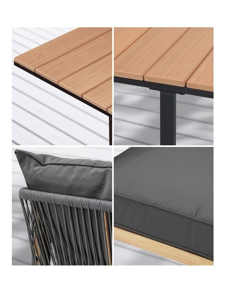 Livsip 5PCS Outdoor Patio Set Furniture Table Armchair Garden Dining Setting image 6