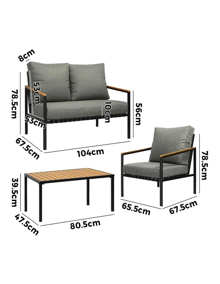 Livsip Outdoor Furniture 4-Piece Setting Bistro Set Dining Chairs Patio Setting image 3