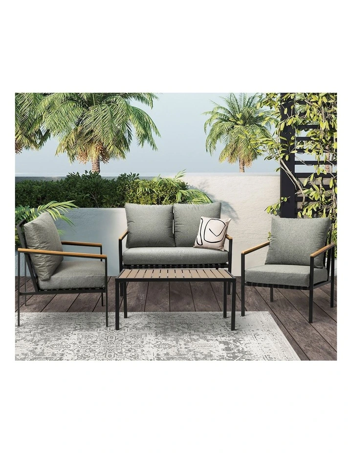Livsip Outdoor Furniture 4-Piece Setting Bistro Set Dining Chairs Patio Setting image 5