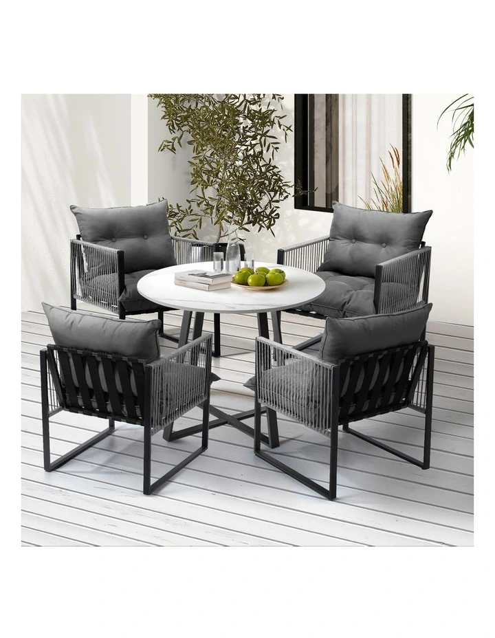 Livsip 5PCS Outdoor Dining Setting Patio Furniture Bistro Table Chairs Lounge image 4